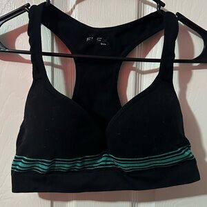 Women's Black and Green Sports Bra